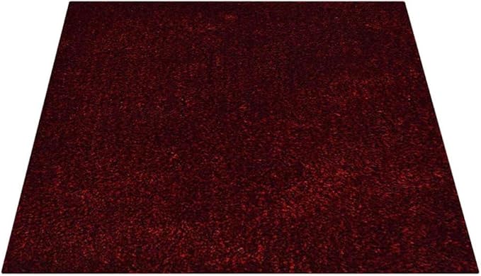 Rugsotic Carpets Hand Tufted Shag Polyester 8'x8' Square Area Rug Solid Red Black K00111