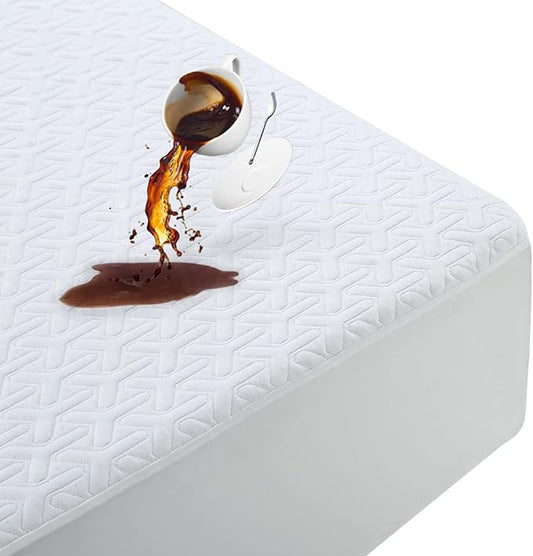 MERITLIFE Premium Waterproof King Size Mattress Protector Cooling 4D King Mattress Cover Breathable Deep Pocket Mattress Pad Machine Washable Noiseless Quiet (White,King 78"x80")