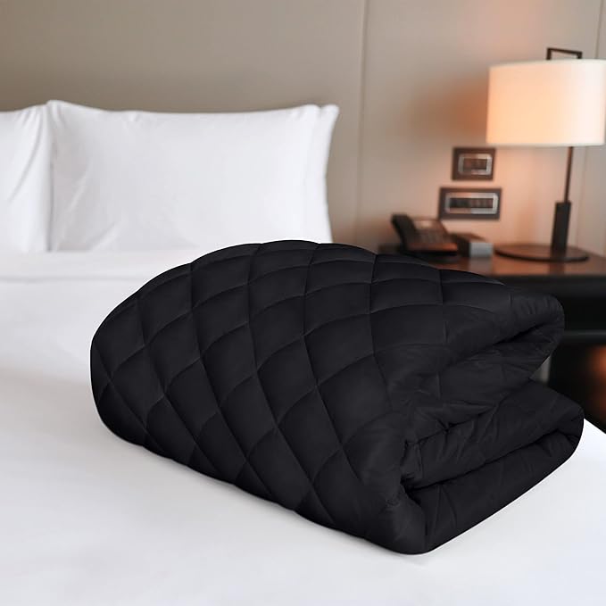 Utopia Bedding Quilted Fitted Mattress Pad, Twin Size, Elastic Fitted Mattress Topper Protector and Cover with Deep Pocket Stretches up to 16 Inches, Machine Washable (Black)