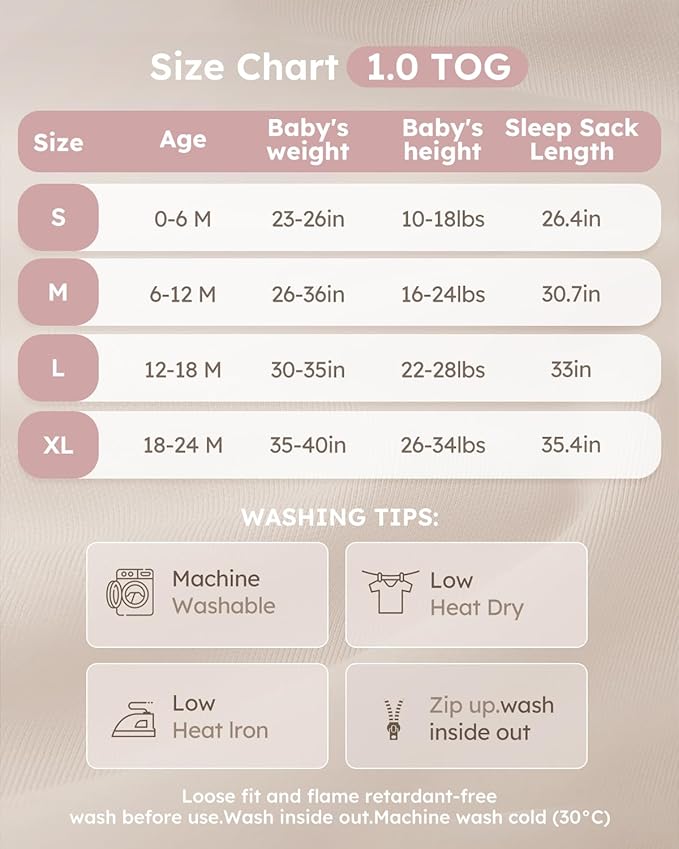 Yoofoss Rayon Made from Bamboo Baby Sleep Sack 0-6 Months 1.0 Tog Baby Wearable Blanket, Super Soft Infant Toddler Sleeping Sack 2-Way Zipper