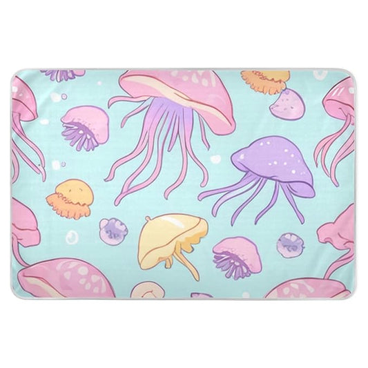 Waterproof Bed Pad Reusable Changing Pad Toddler Mattress Protector Large Pee Pad Baby Diaper Pad Soft Washable Liner Green Jellyfish Shell