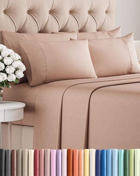 King 6 Piece Sheet Set - Comfy Breathable & Cooling - Ultra Soft Hotel Luxury Bedding Set with 8-16 Inch Deep Pockets - 1 Flat & 1 Fitted Sheet & 4 Pillowcases - Cozy, Wrinkle Free & Easy Care - Mauve