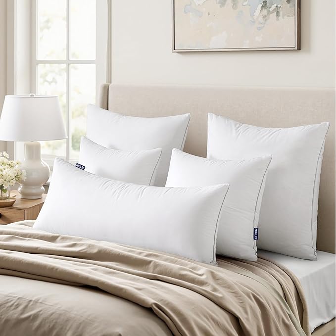 MIULEE Queen Bed Pillows 20 x 30 Pillow Inserts (Set of 2) -Decorative Throw Pillow Inserts with 100% Cotton Covers Rectangle Queen Size for Bed Couch
