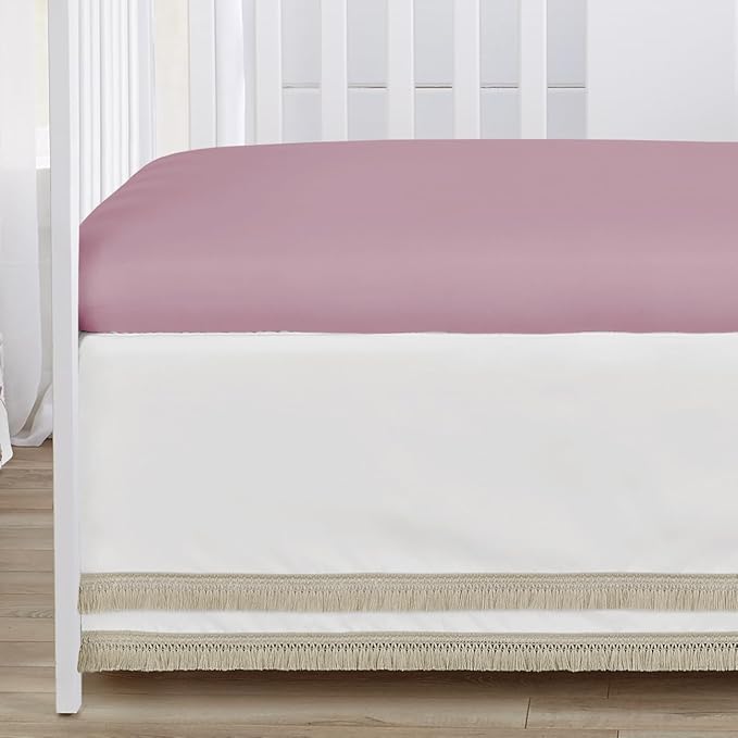 Sweet Jojo Designs 4-Piece Baby Crib Bedding Set (Purple Boho Floral) for Girls, Infants/Nursery incl. Blanket, Fitted Sheet, Skirt, Diaper Stacker (Vintage, Wildflower Garden, Bohemian, Farmhouse)