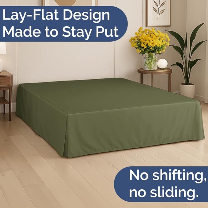 Pleated Bed Skirt King Size - 3 Sided Pleated Bed Skirt King - Ultra-Soft, Easy Fit with 12 Inch Tailored Drop - Hotel Quality, Wrinkle & Fade Resistant - for Women, Men, Kids and Teens - Sage Green