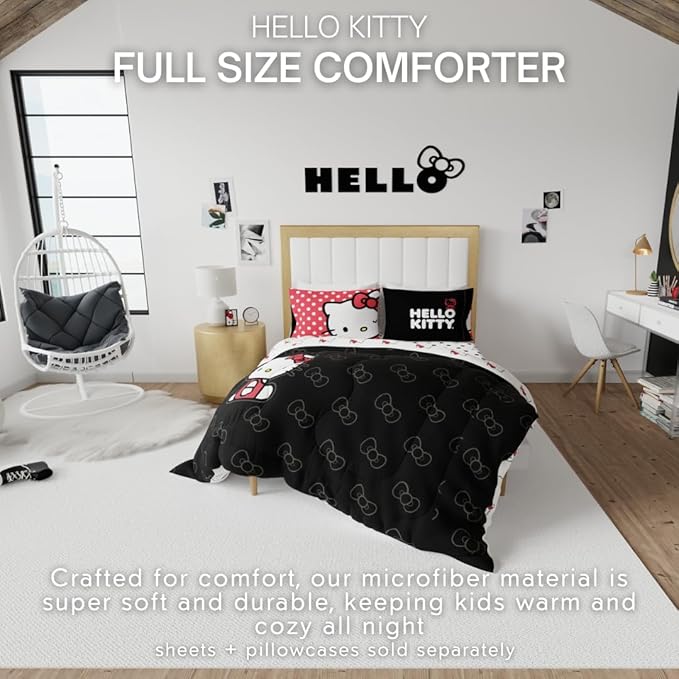Hello Kitty Bedding Super Soft Cozy Microfiber Reversible Comforter, Full, (Officially Licensed Product) by Franco Collectibles