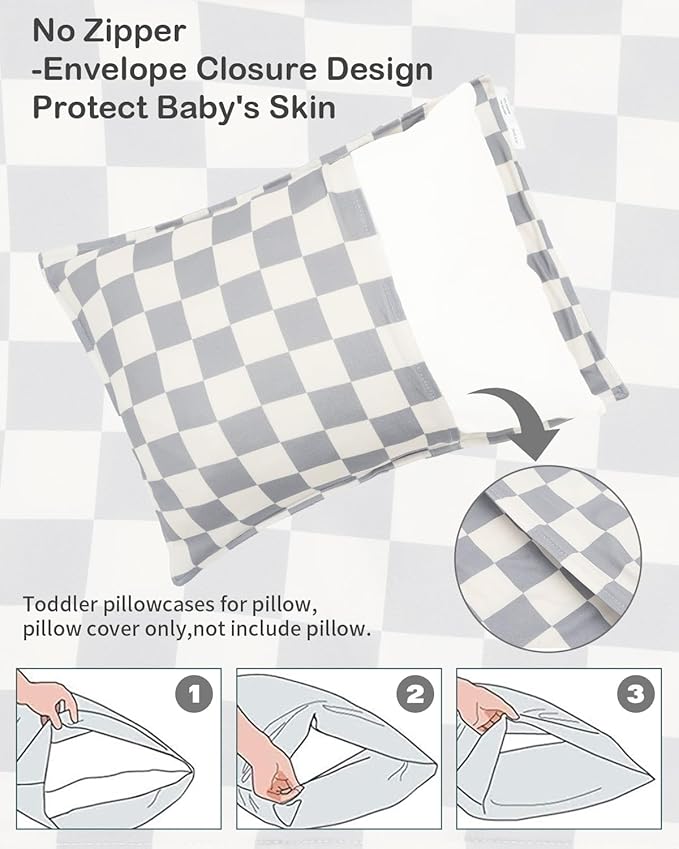 ALVABABY Toddler Pillowcases Stretchy Soft Kids Pillow Cover 2 Pack Fit 13"x 18" or 12"x16" Envelope for Girl Boy Sleepy Travel Christmas 2TPE41A