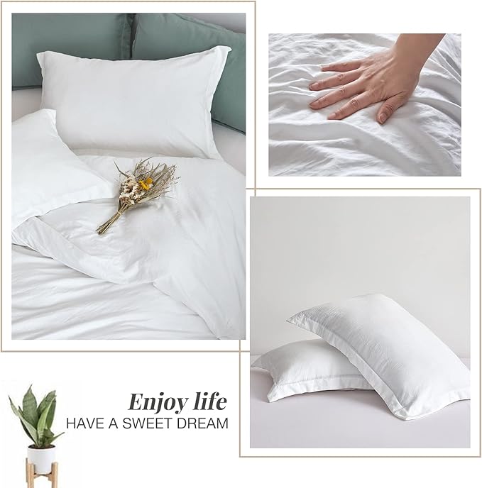 MILDLY Super Soft Duvet Cover 2pcs - 100% Washed Microfiber White Comforter Cover Set with Zipper Closure & Corner Ties (No Comforter)