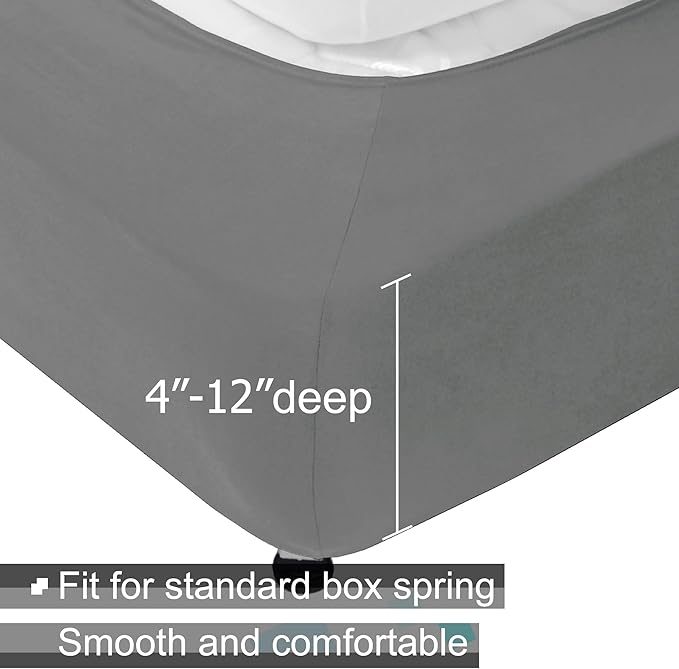 Box Spring Cover Twin/Twin XL Size - Jersey Knit & Stretchy Wrap Around 4 Sides Bed Skirt for Hotel & Home, Light Gray
