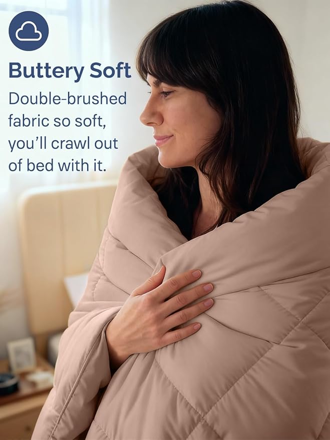 King Size, Mauve Alternative Down Comforter - Warm, Lightweight & Breathable Hotel Quality Bedding Set for Men, Women, Kids and Teens - All Season Oversized Cooling Microfiber Duvet Insert Comforter