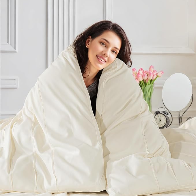 NEXHOME PRO 100% Washed Cotton Duvet Cover Twin,Linen Like Pleated Textured Ivory Duvet Cover Set,2pc Organic Bedding Set with Zipper Closure,Soft,Lightweight Breathable(68"x90",No Comforter)