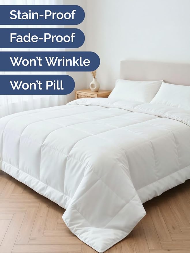 King Size, White Alternative Down Comforter - Warm, Lightweight & Breathable Hotel Quality Bedding Set for Men, Women, Kids and Teens - All Season Oversized Cooling Microfiber Duvet Insert Comforter
