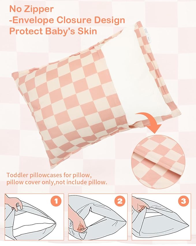 ALVABABY Toddler Pillowcase Stretchy Soft Kids Pillow Cover Fit 13"x 18" or 12"x16" Envelope for Girl Boy Sleepy Travel 2 Pack 2TPE43A