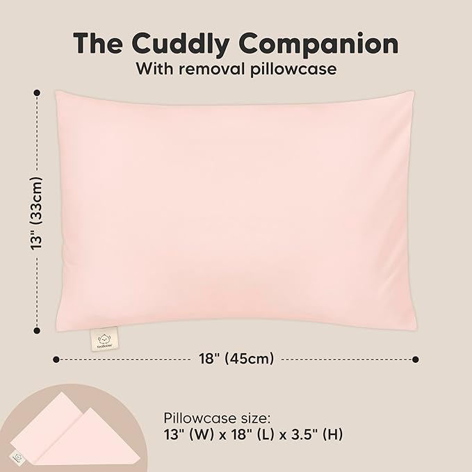 KeaBabies Toddler Pillow with Pillowcase - 13x18 My Little Cuddly Kids Travel Pillows for Sleeping, Nap, Viscose from Bamboo Nursery Pillowcase, Soft & Breathable, Toddler 2-5 Years Old (Mist Pink)