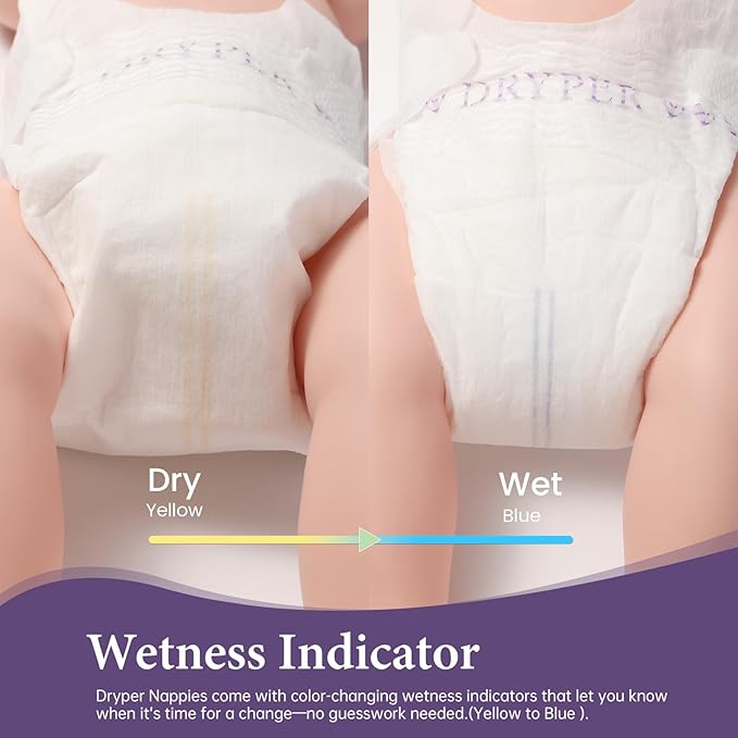 Baby Diapers, DRYPER Disposable Diaper, Size 4 Diapers (22-33 lbs), 3D Leak Guards & Wetness Indicator, Ultra-Soft & Thin, Fast Water Absorption Nappies, 138 Count