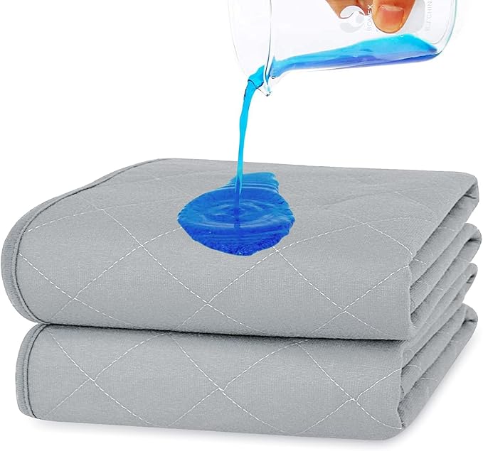 Bed Pads Washable Waterproof 2 Pack for Incontinence, Large 34 x 72 inch Absorbent Underpads, Reusable Pee Pads for Kids, Adults, Pets, Gray