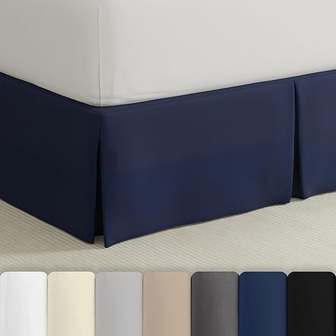 Bed Maker’s Never Lift Your Mattress Bed Skirt, Designed for Box Spring Beds, Split Corners, 14 Inch Drop Length, Queen, Navy