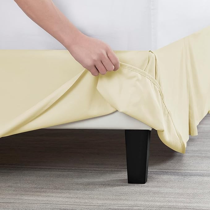 Nestl Vanilla Yellow Bed Skirt King Size - King Bed Skirt 14 Inch Drop - Brushed Microfiber Bed Skirts - Hotel Quality Pleated Bed Skirt - Shrinkage & Fade Resistant