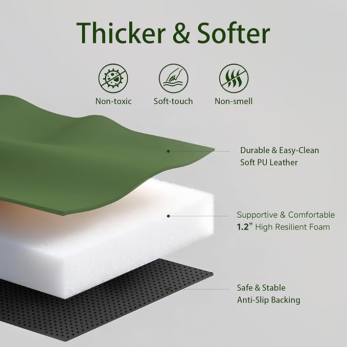 Foam Baby Play Mat: PU Leather Waterproof Kids Playmat - Trifold Floor Mat - Large Play Mat for Playpen Thick Pad Fodable Mattress Soft Toddler Mattress Infant Cushion for Preschool (Green)