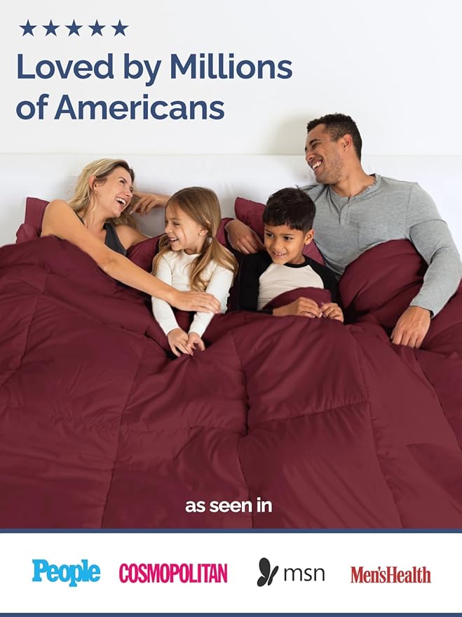 Full Size, Burgundy Alternative Down Comforter - Warm, Lightweight & Breathable Hotel Quality Bedding Set for Men, Women, Kids & Teens - All Season Oversized Cooling Microfiber Duvet Insert Comforter