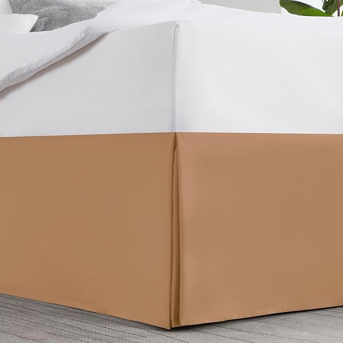 Nestl Light Brown Full XL Bed Skirt - Full XL Size Bed Skirt 14 Inch Drop - Brushed Microfiber Bed Skirts - Hotel Quality Pleated Bed Skirt - Shrinkage & Fade Resistant