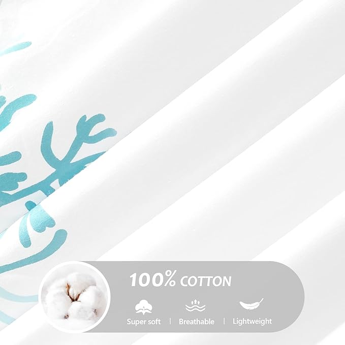 Style Quarters King 100% Cotton Percale Bird Style 3 Pieces Duvet Cover, King, White with 1 Duvet Cover and 2 Pillow Shams