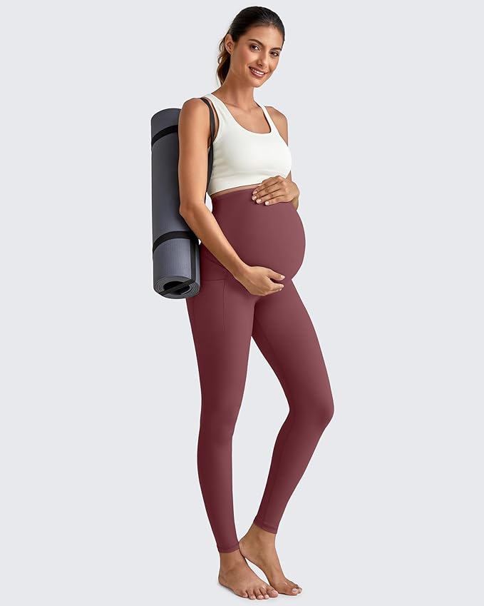 G4Free BareFeel Maternity Leggings with Pockets Over The Belly Stretchy Workout Yoga Pregnancy Pants