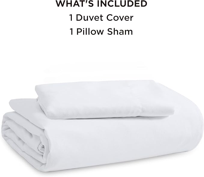 Bedsure Duvet Cover Twin/Twin XL Size - 2 Pieces Prewashed Cotton-Like Polyester Extra Soft Bedding Set, Includes 1 Twin Duvet Cover 68''x90'' with Zipper Closure & 1 Pillow Sham, White, No Comforter