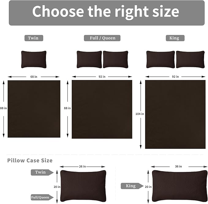 Easy-Going Twin Size Reversible Quilt Set with 1 Quilt and 1 Pillow Sham, Soft Bed Quilt Cover, Water Resistant Lightweight Microfiber Bedspread, Stain Resistant, Olive Leaf-Chocolate/Beige