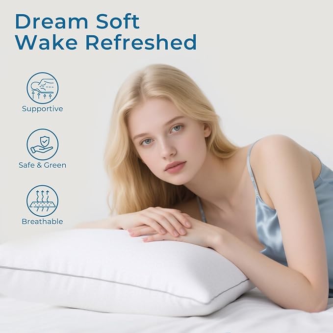 Sasttie King Size Pillows Set of 2, Bed Pillows for Side, Back, and Stomach Sleepers - Oeko-Tex Certified Supportive Down Alternative Plump Filling - Hotel Quality and Machine Washable, 2 Pack