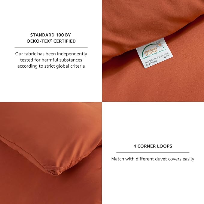 CozyLux California King Comforter Set Burnt Orange, 3 Pieces Cal King Terracotta Solid Breathable Bedding Sets, Luxury Soft Quilt Bed Set with Down Alternative Comforter (1 Comforter & 2 Pillowcases)