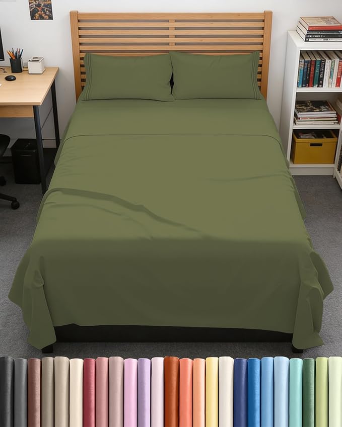 Full XL Size 4 Piece Sheet Set - Comfy Breathable & Cooling Bed Sheets Set - Hotel Luxury Bedding for Women, Men, Kids, Teens, Boys & Girls - Deep Pockets, Soft, Wrinkle Free - Oeko-Tex - Sage Green