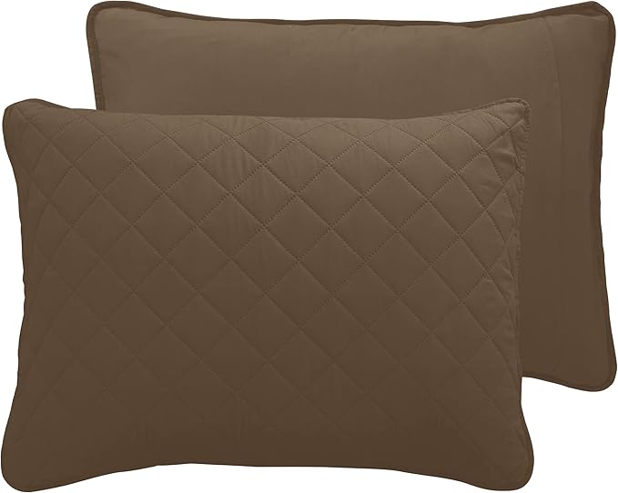 Easy-Going King Size Reversible Quilt Set with 1 Quilt and 2 Pillow Shams, Soft Bed Quilt Cover, Water Resistant Lightweight Microfiber Bedspread, Stain Resistant, Camel/Ivory