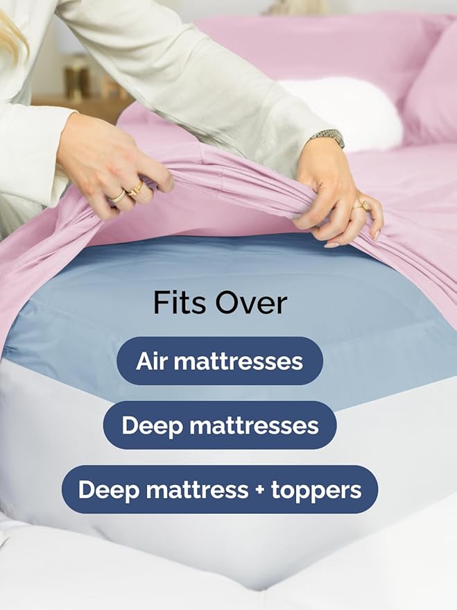 Extra Deep Queen Sheet Set - 6 Piece Breathable and Cooling Sheets - Hotel Luxury Bedding for Women, Men, Kids & Teens - Easy Secure Fit - Soft, Wrinkle Free & Comfy - Extra Deep Pockets - Light Pink