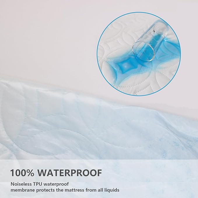FELTYBED Queen Size 60"x80" Waterproof Mattress Protector, Soft Bed Mattress Cover Queen, Breathable Mattress Pad Cover with Deep Pocket 6"- 15", Noiseless Washable White