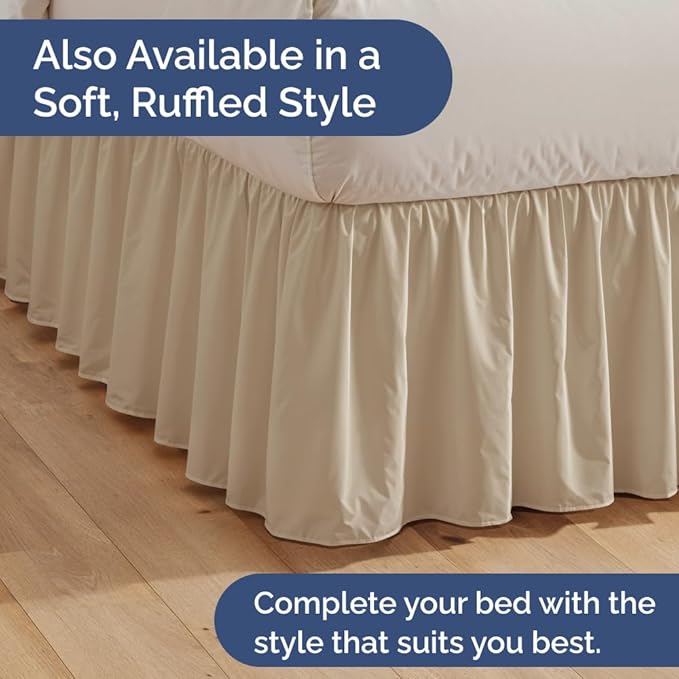 Pleated Bed Skirt Twin Size - 3 Sided Pleated Bed Skirt Twin - Ultra-Soft, Easy Fit with 18 Inch Tailored Drop - Hotel Quality, Wrinkle Free & Fade Resistant - for Women, Men, Kids and Teens - Cream