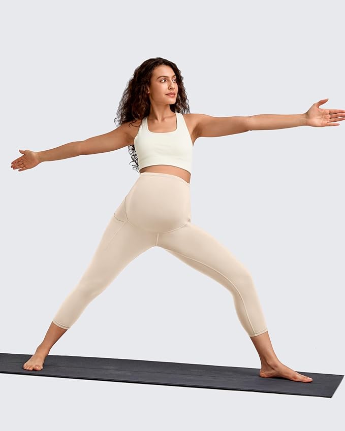 G4Free BareFeel Maternity Leggings with Pockets Over The Belly Stretchy Workout Yoga Pregnancy Pants