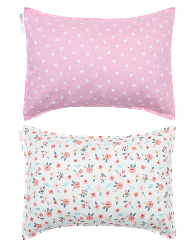 ALVABABY Toddler Pillowcases 2 Pack Organic Cotton Kids Pillow Cover Fit 13"x 18" or 12"x24" Envelope for Girl Boy Sleepy Travel
