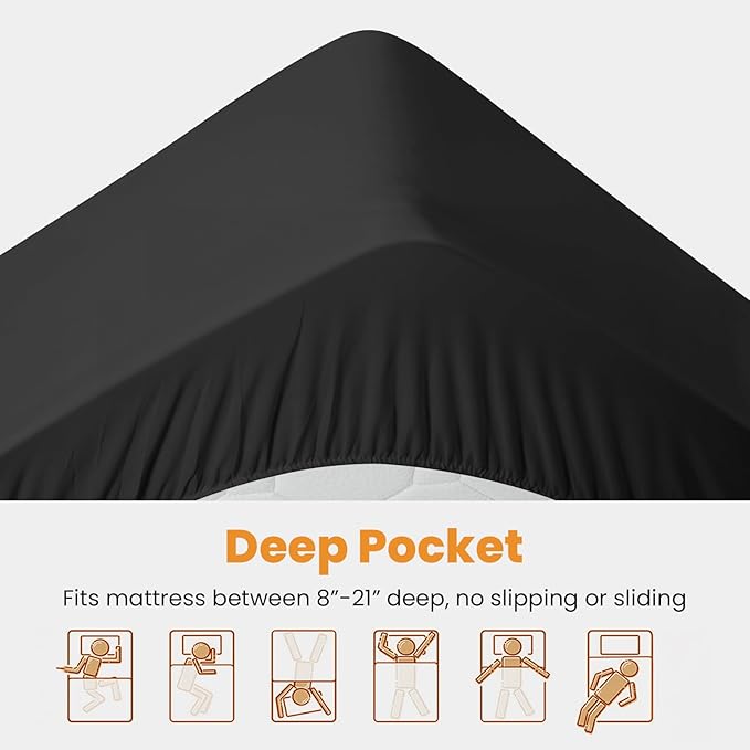 MATBEBY Queen Size Mattress Pad - Cooling Breathable Mattress Topper, Quilted Fitted Mattress Protector, Pillow Top Mattress Cover with 8-21" Deep Pocket, Soft, Machine Washable, Black, 60x80 Inches