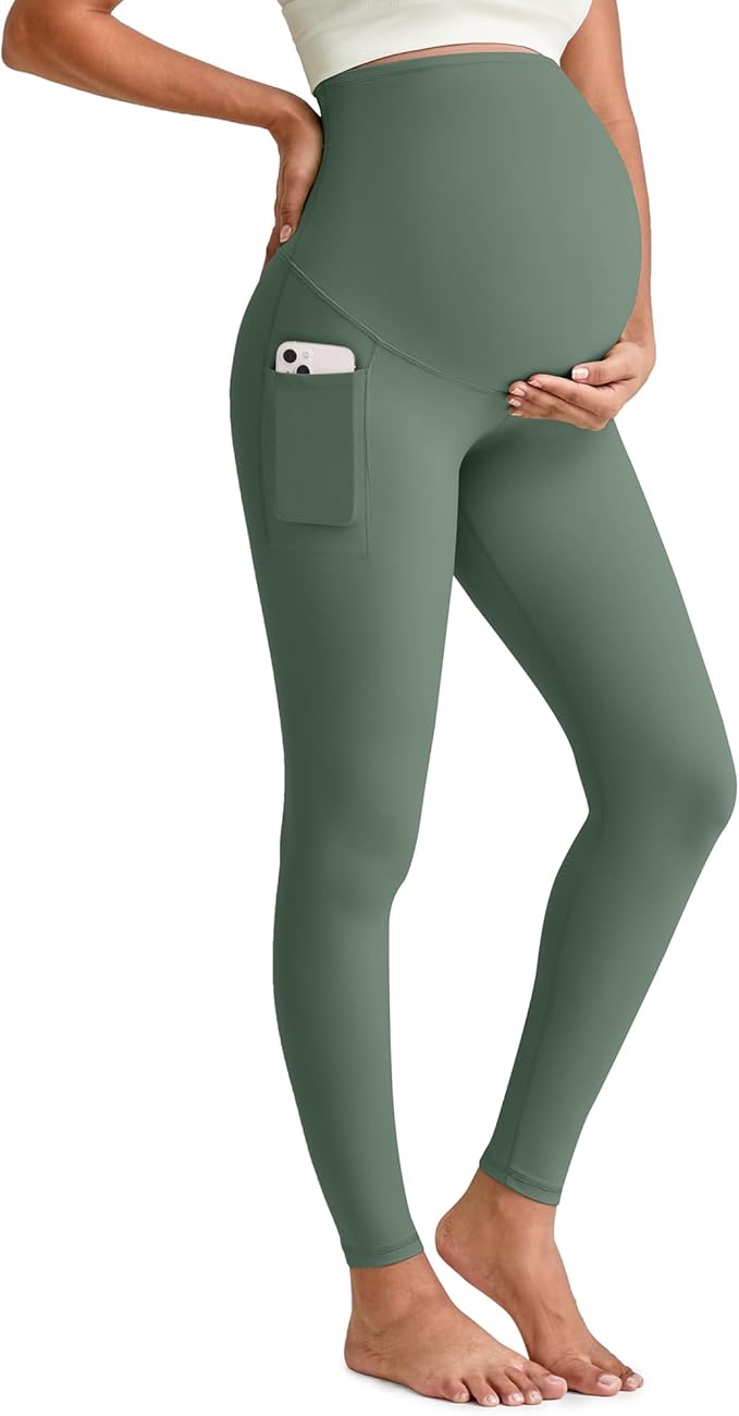 G4Free BareFeel Maternity Leggings with Pockets Over The Belly Stretchy Workout Yoga Pregnancy Pants
