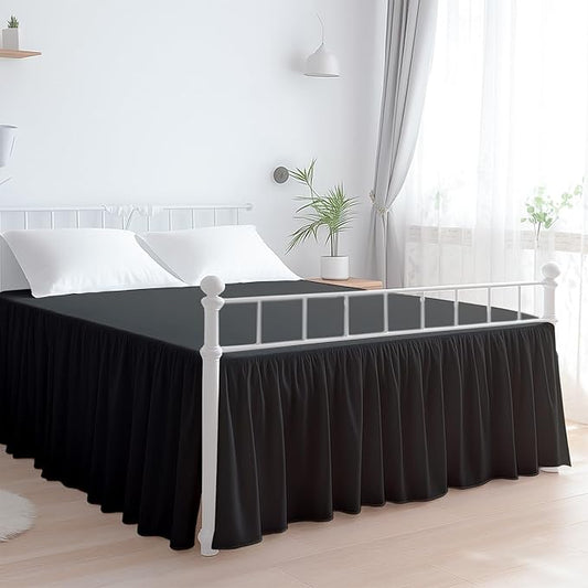 Premium Microfiber Full Ruffled Bed Skirt, 6” Drop with Split Corners, Soft Wrinkle Free Bedskirt with Platform, Solid Dark Grey Dust Ruffle for 54" x 75" Mattress