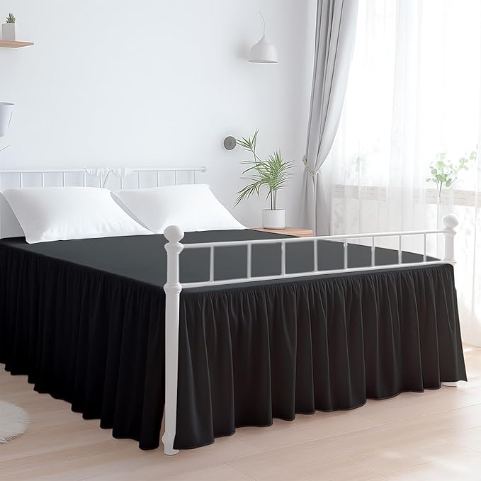 Premium Microfiber Twin Ruffled Bed Skirt, 10” Drop with Split Corners, Soft Wrinkle Free Bedskirt with Platform, Solid Dark Grey Dust Ruffle for 39" x 75" Mattress