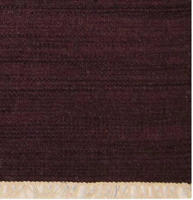 Rugsotic Carpets Hand Woven Flat Weave Kilim Wool ECO-Friendly Area Rugs - 2'6''x12', Runner Shape, Plum Color, Solid Plain Design, Low Pile Handmade Area Rugs for Living Room, Bed Room (D00111)