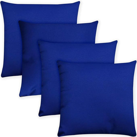 Covers & All Premium Square Throw Pillow Inserts with Covers Set of 4, 20 x 20 Inches Blue, Decorative Cushions for Couch Sofa Home Decor Office Travel UV Resistant Waterproof Soft Cushions Pillows