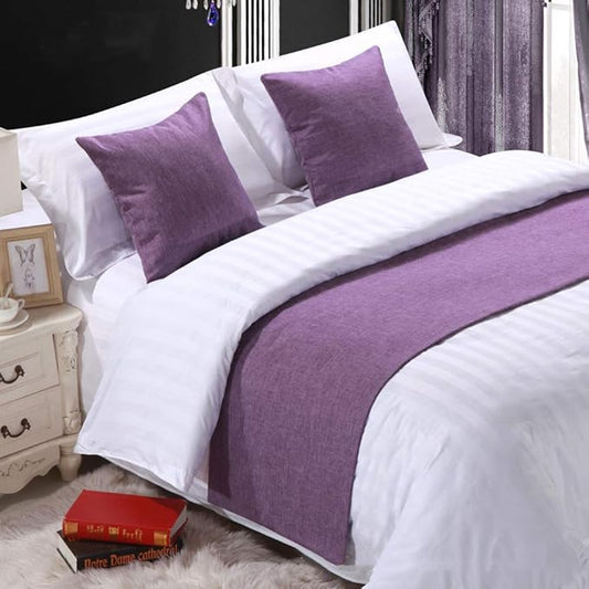 Twelve Solid Bed Scarf Purple Bed Runner Bedding Scarves for Bedroom Hotel Wedding Room (Queen 210x50cm, 16)