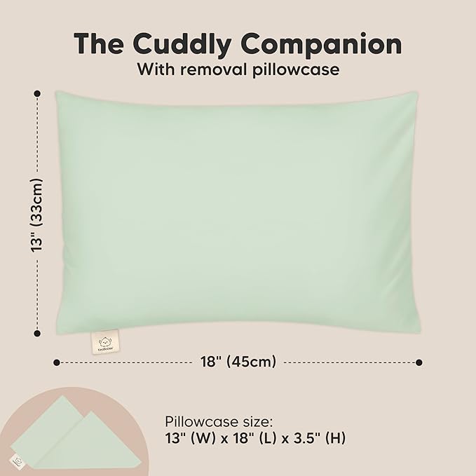 KeaBabies Toddler Pillow with Pillowcase - 13x18 My Little Cuddly Kids Travel Pillows for Sleeping, Nap, Viscose from Bamboo Nursery Pillowcase, Soft & Breathable, Toddler 2-5 Years Old (Sage)