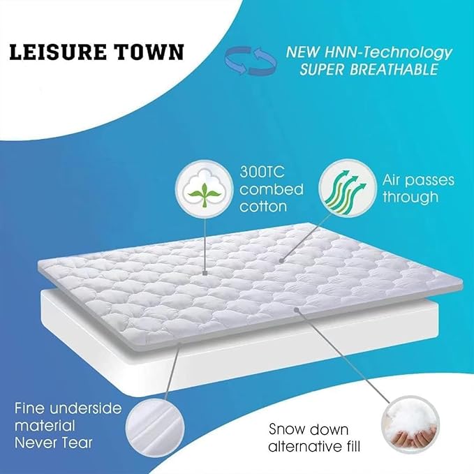 LEISURE TOWN Cotton Twin XL Mattress Pad Fitted Quilted Mattress Cover Pillow Top Mattress Topper Cooling Soft Breathable Mattress Protector with 8-21 Deep Pocket,Machine Washable (39x80 White)