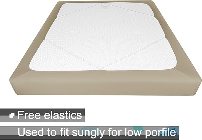 Box Spring Cover Twin/Twin XL Size - Jersey Knit & Stretchy Wrap Around 4 Sides Bed Skirt for Hotel & Home, Taupe