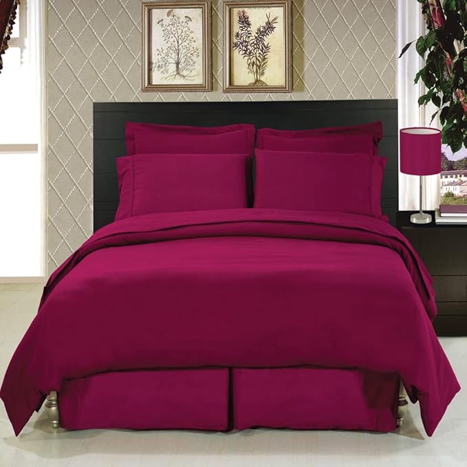 Royal Hotel Bedding 8pc California-King Size Bed-in-a-Bag Solid Burgundy 600-Thread-Count Siberian Goose Down Alternative Comforter 100 Percent Cotton - Includes Sheets and Duvet Cover Sets