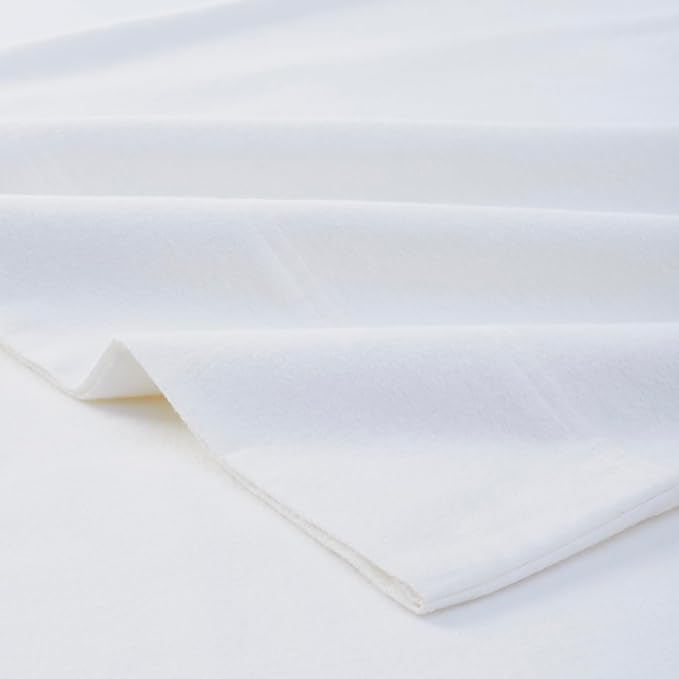 Superior Paisley or Solid Flannel Cotton Sheet Set, Fuzzy Warm Sheets, Traditional Bohemian Bedding, Includes 1 Flat Sheet, 1 Elastic Deep Pocket Fitted Sheet, 2 Pillowcases, Full, White